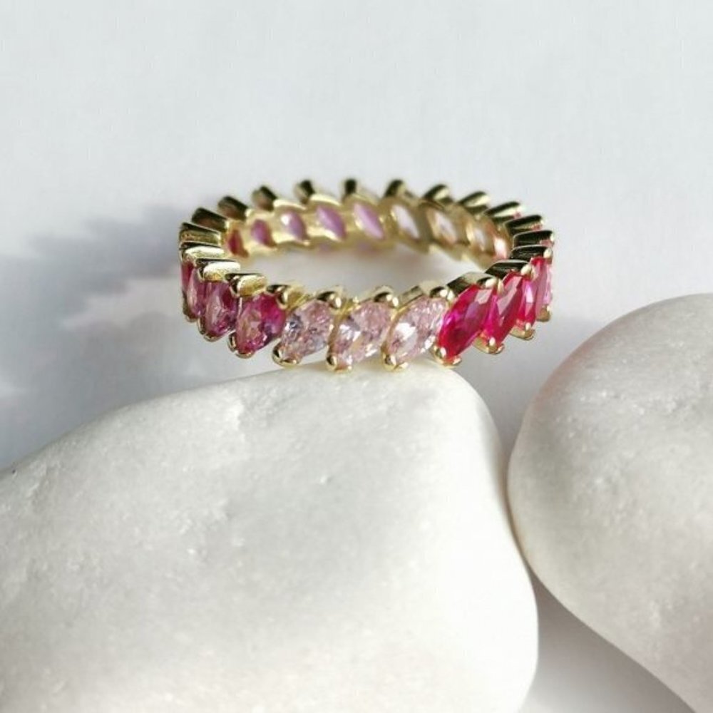 Spinel Eternity Band Ring in 14k Gold size 8 NEW - Picture 3 of 10